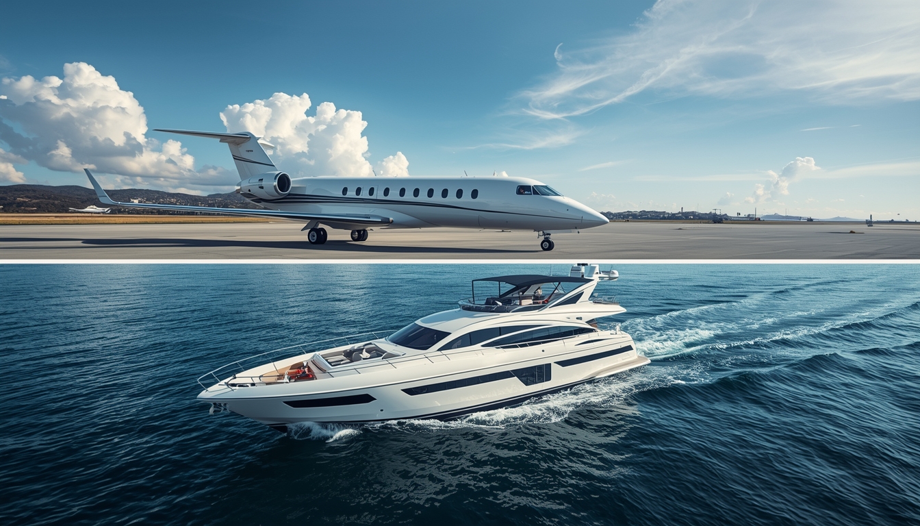 Luxury yacht and private jet