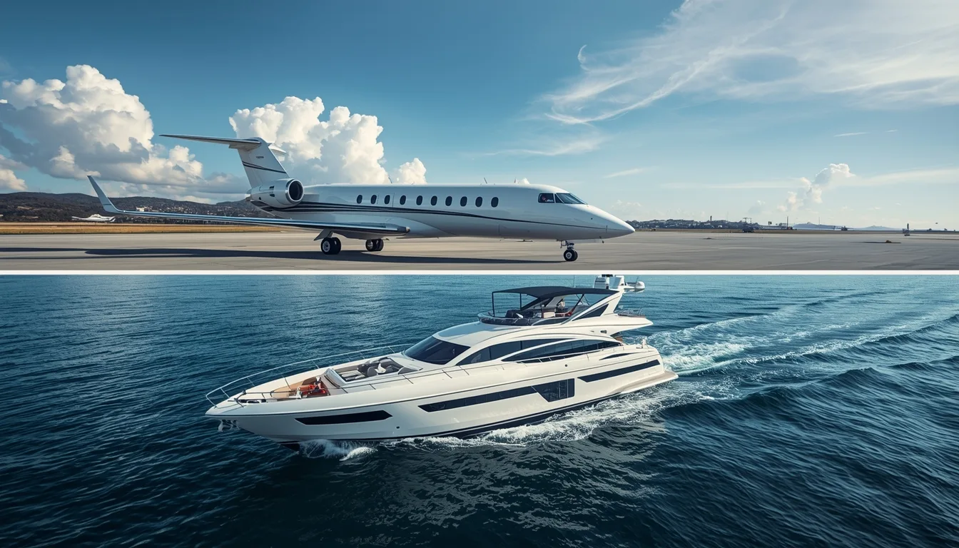 Luxury yacht and private jet